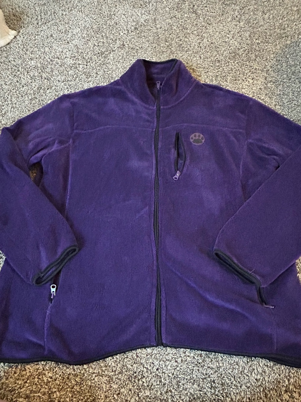 Cozy Purple Full-Zip Teddy Jacket with Chest Pocket